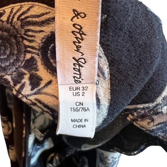 & Other Stories Women's Asian Lunar Print Mini Dress Quarter Sleeves Blue Sz 2 - Picture 7 of 10